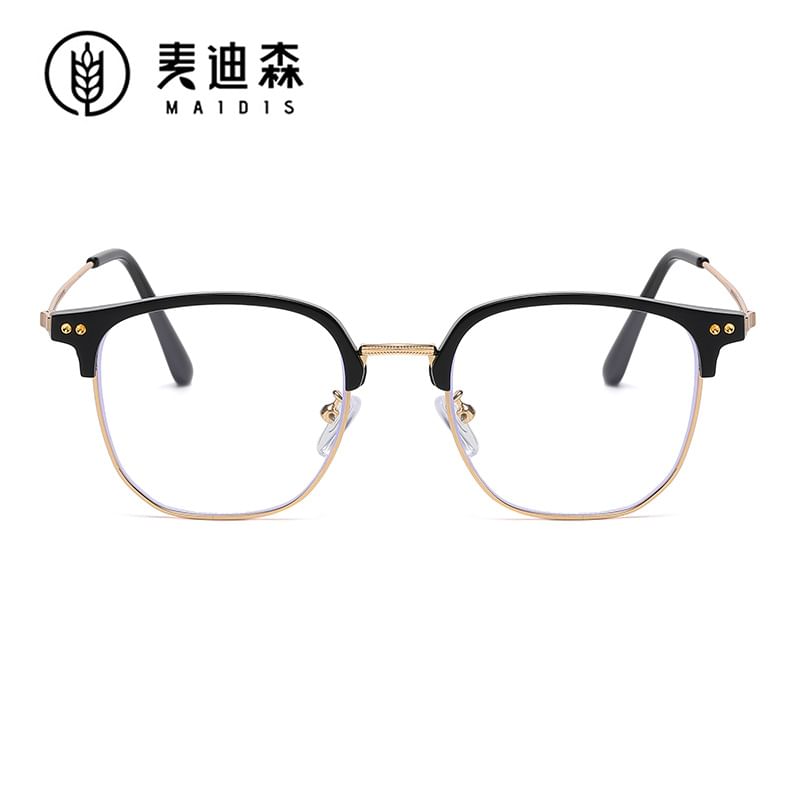 Light Frame Square Eyeglasses Blue Metal Blocking