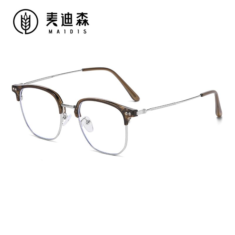 Light Frame Square Eyeglasses Blue Metal Blocking