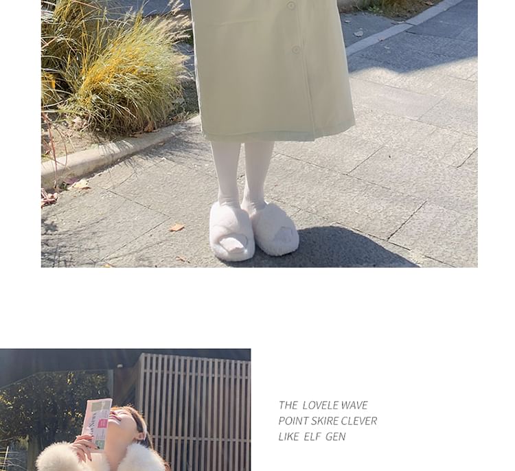 Fluffy Collar Button-Up Coat