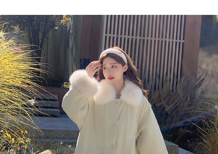 Fluffy Collar Button-Up Coat