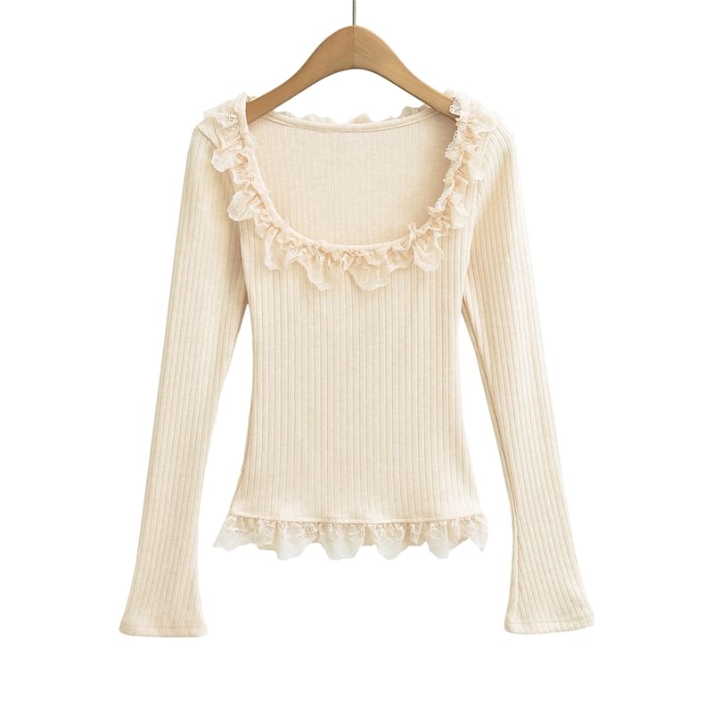 Scoop Neck Lace Crop Tee