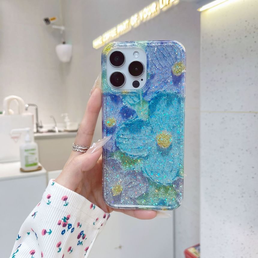 Floral Glitter Phone Case