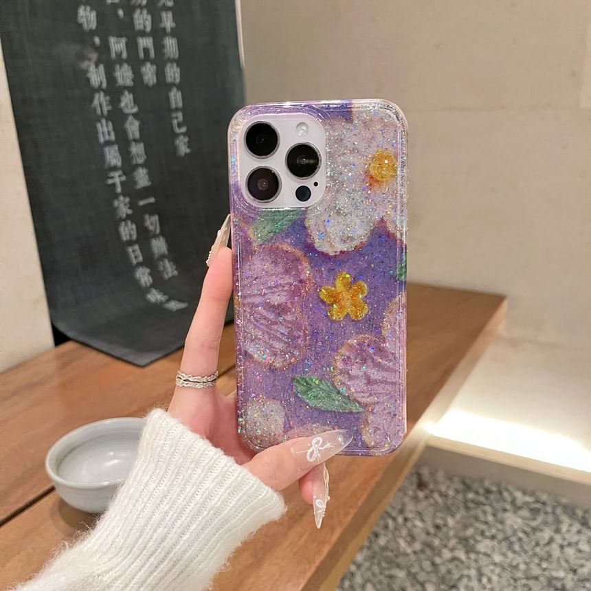 Floral Glitter Phone Case
