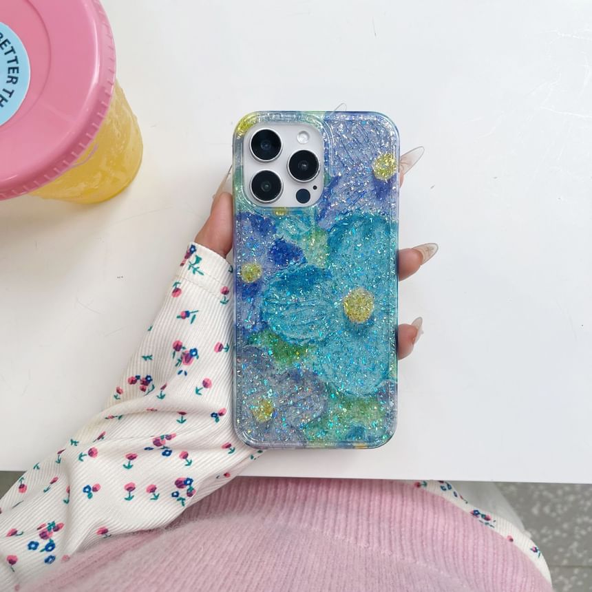 Floral Glitter Phone Case