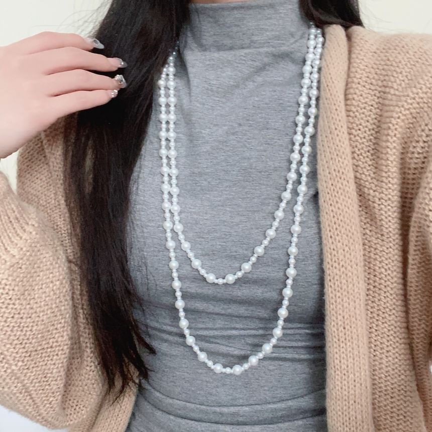 Pearl Layered Faux Beaded Necklace