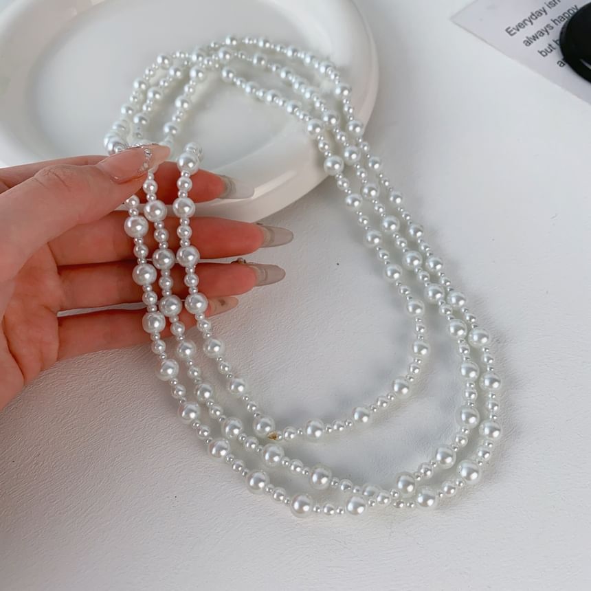 Pearl Layered Faux Beaded Necklace