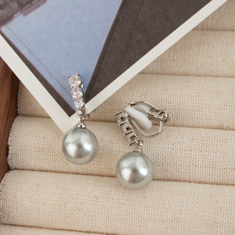 Faux Alloy Rhinestone Earring Pearl Dangle