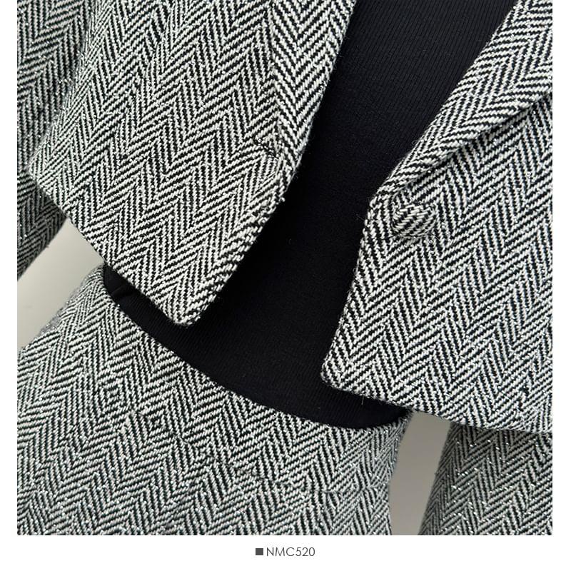 Set: Cropped Lapel Tweed Blazer + High-Waist Dress Shorts