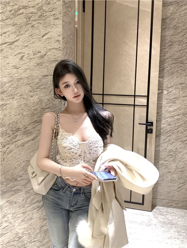 Top Bustier Lace Crop Floral