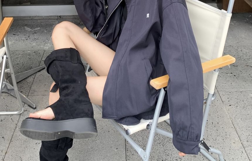 Embroidered Jacket Stand Zip Collar