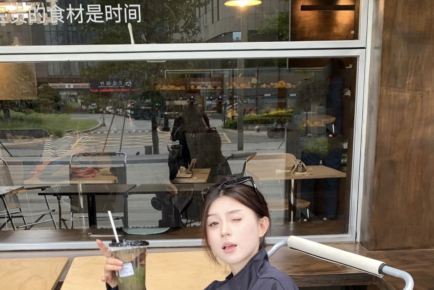 Embroidered Jacket Stand Zip Collar