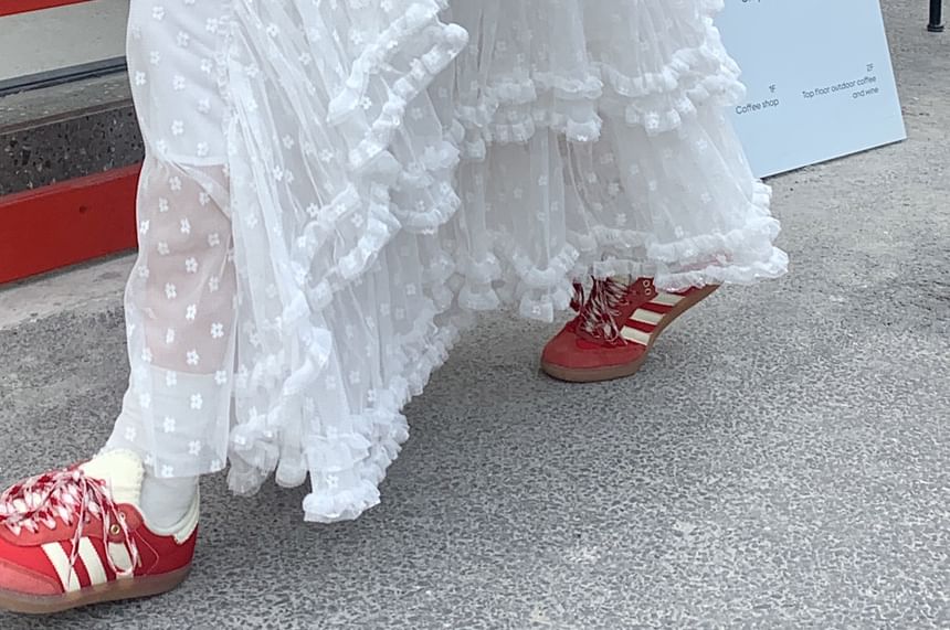 Floral Skirt High Rise Ruffle A-Line Maxi Asymmetrical