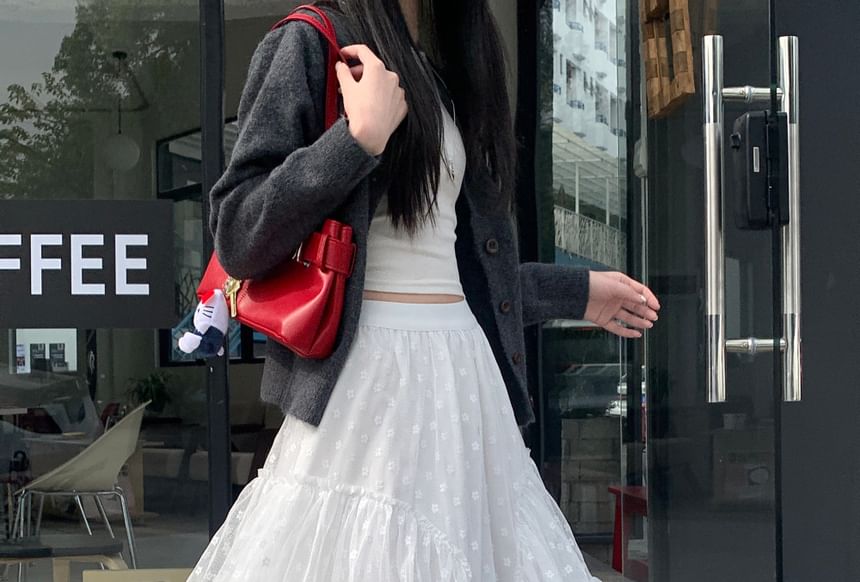 Floral Skirt High Rise Ruffle A-Line Maxi Asymmetrical