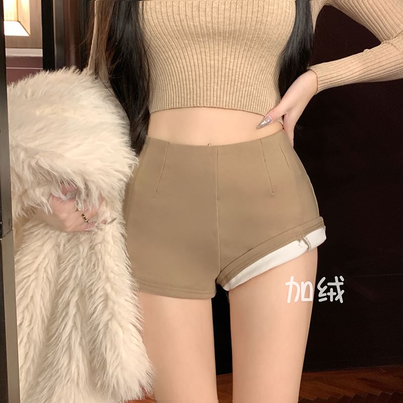 Plain Rise Mid Pants Hot