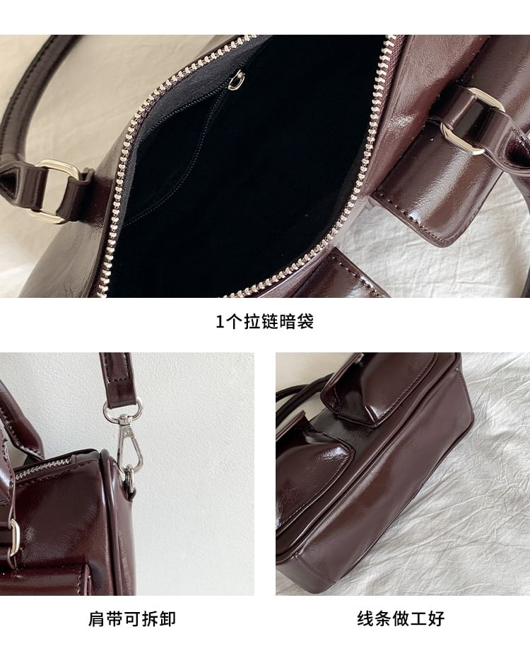 Bag Faux Multi-Pocket Crossbody Leather