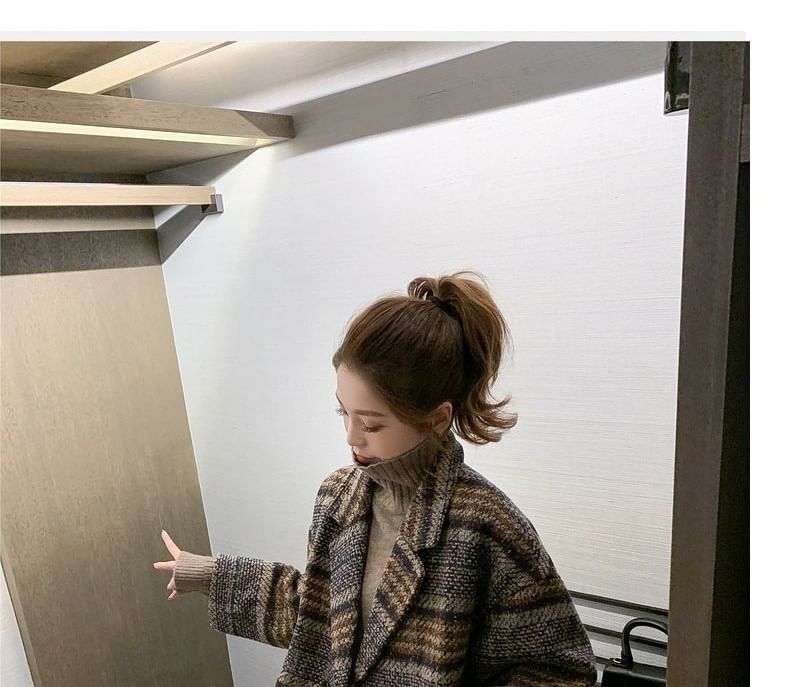 Lapel Collar Plaid Oversized Double-Breasted Coat