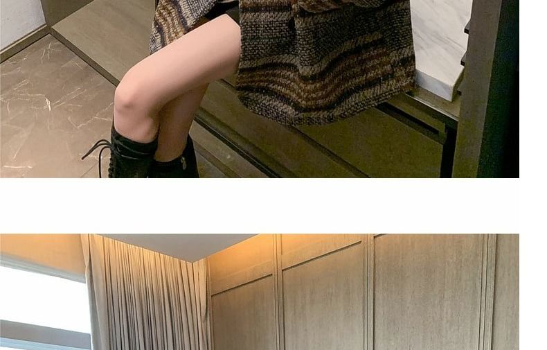 Lapel Collar Plaid Oversized Double-Breasted Coat