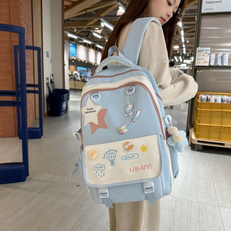 Set Tote Badge Applique Backpack Star Nylon Bag Laptop Embroidered Charm /