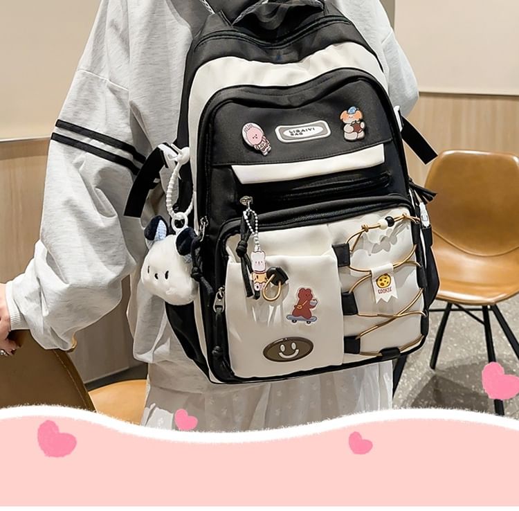 Charm Bag Two Set / Applique Badge Backpack Laptop Nylon Tone