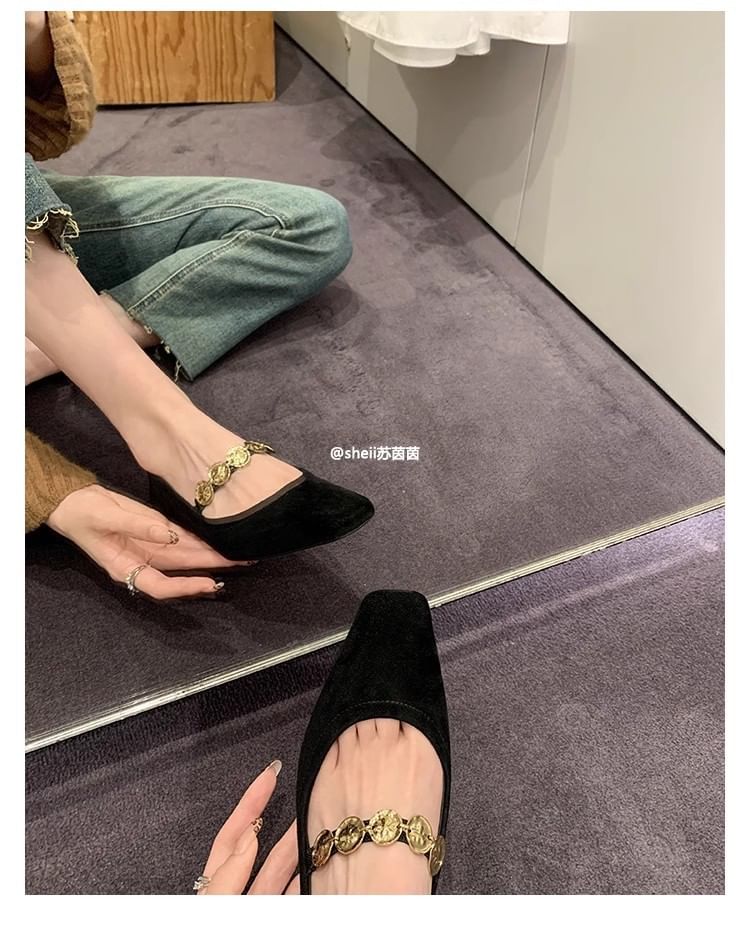 Jane Heel Accent Pumps Plain Mary Metal Low