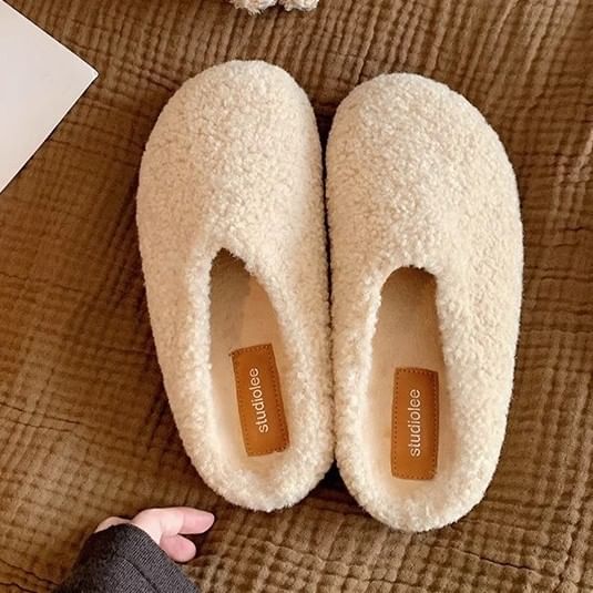 Platform Fleece Mules Plain