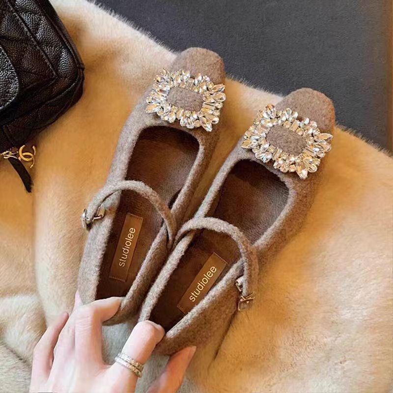 Accent Chunky Rhinestone Jane Mary Heel Pumps