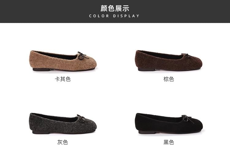 Flats Square Toe Bow Accent