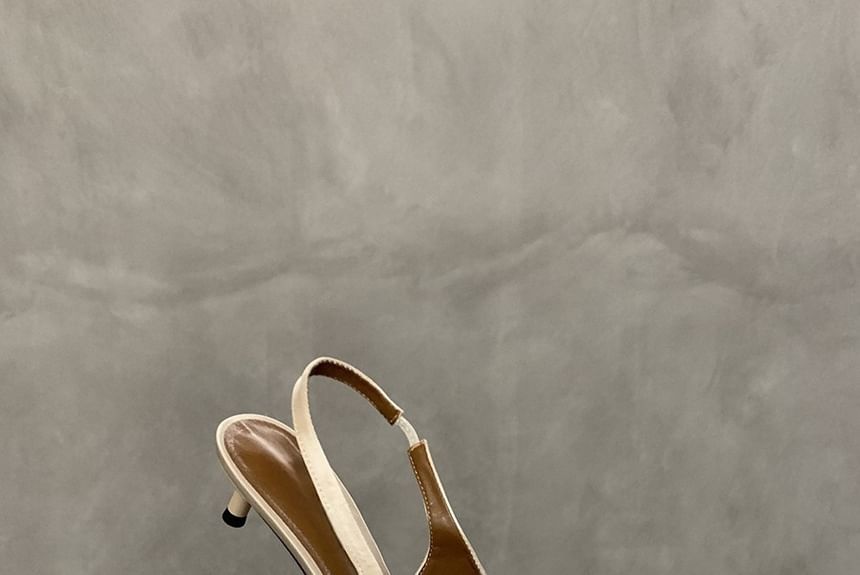 Heel Pumps Satin Pointed Toe Kitten