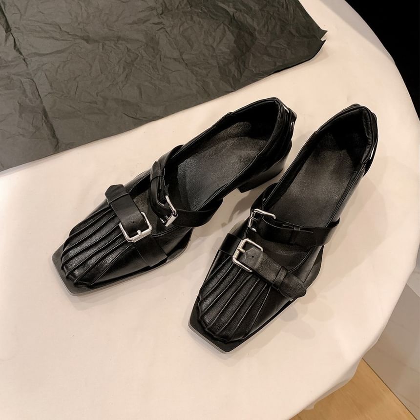 Mary Square Block Pumps Heel Toe Buckle Jane