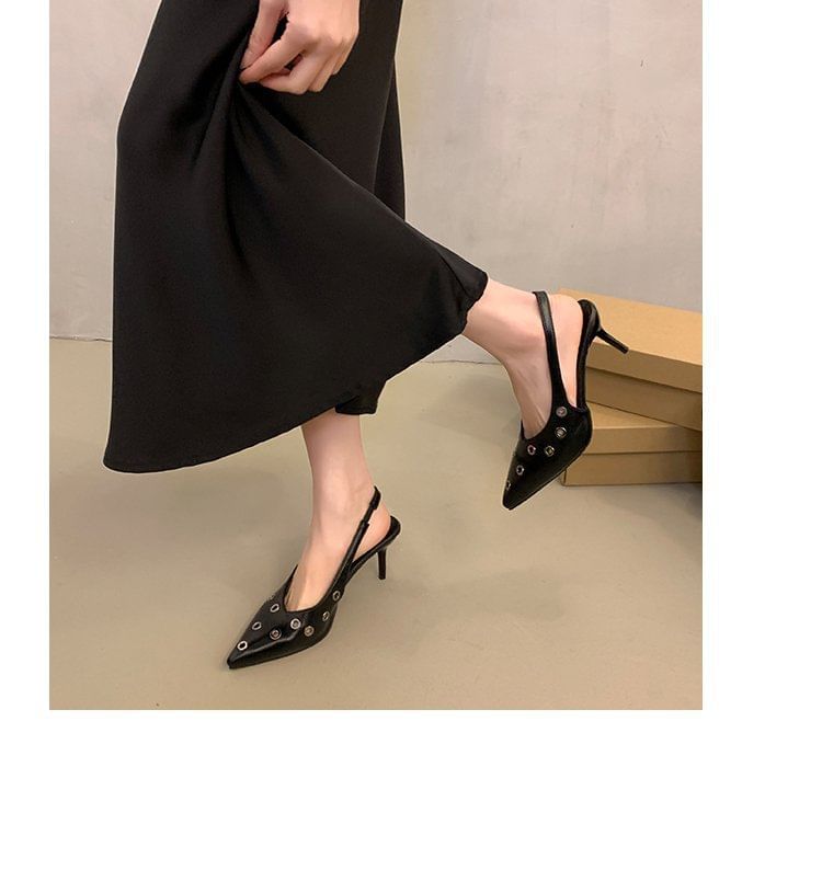 Pumps Slingback Toe Grommet Pointed