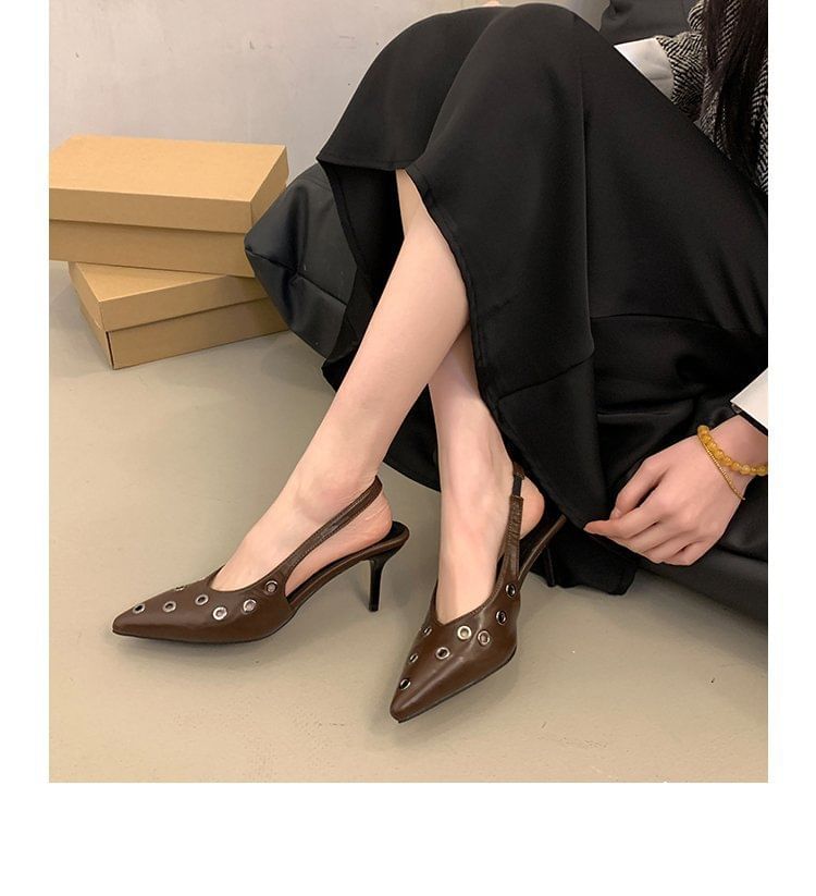 Pumps Slingback Toe Grommet Pointed