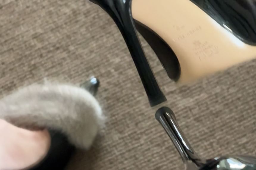 Panel Faux Patent Pointed Pumps Toe Leather Fur Stiletto