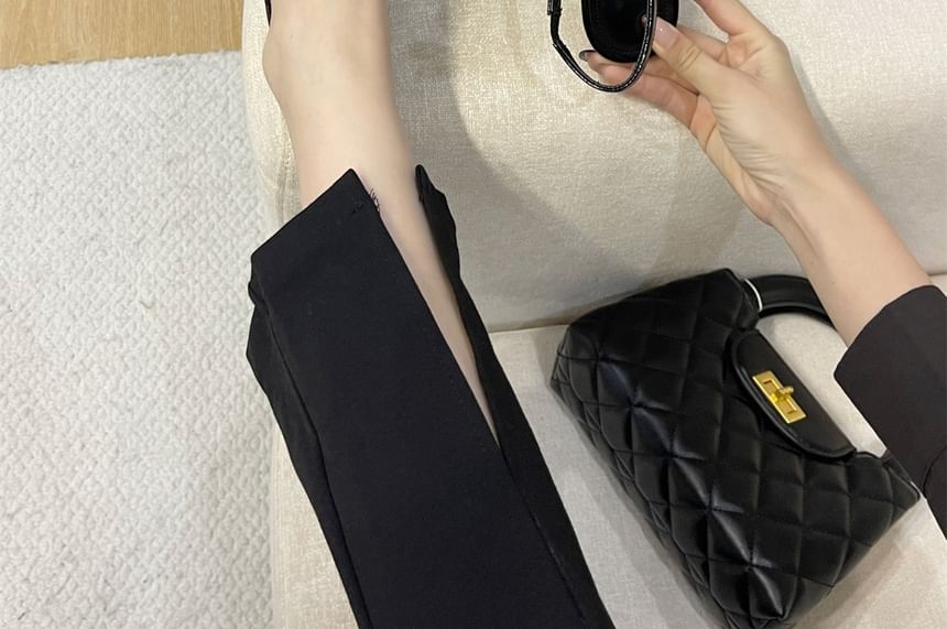 Pointed Bow Toe Slingback Leather Pumps Patent