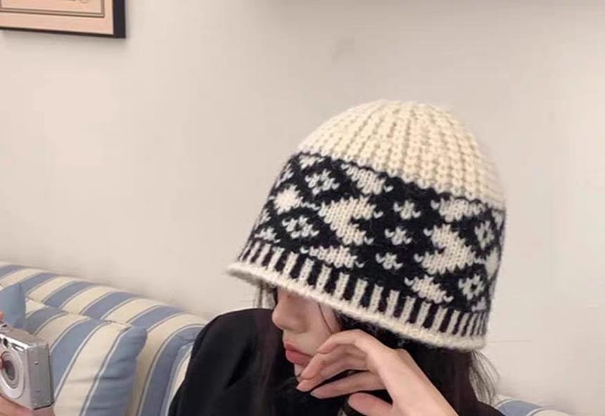 Jacquard Diamond Knit Beanie