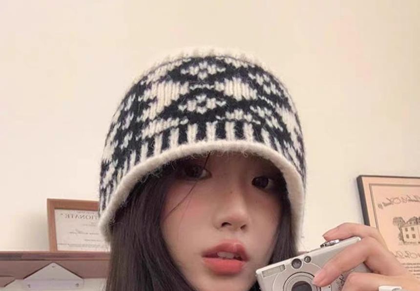 Jacquard Diamond Knit Beanie