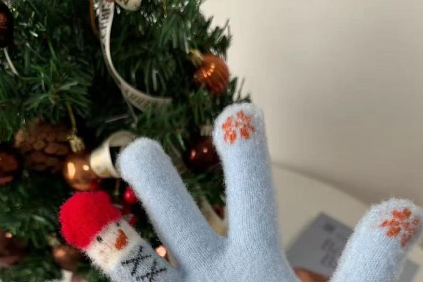 Gloves Print Snowman
