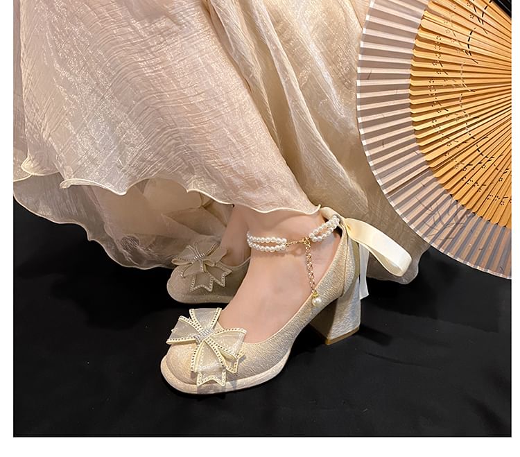 Chunky Bow Heel Mary Platform Shoes Jane