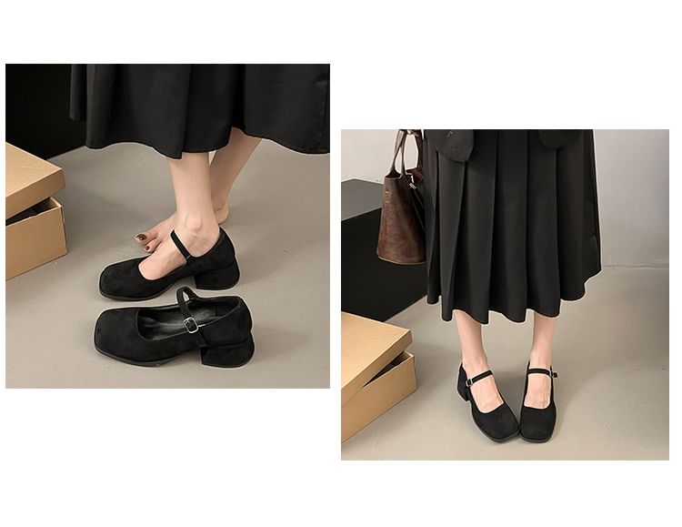 Heel Square-Toe Chunky Mary Shoes Jane