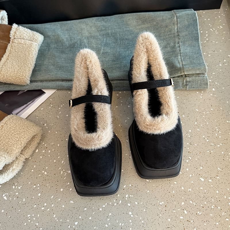 Jane Mary Heel Square-Toe Platform Shoes Chunky