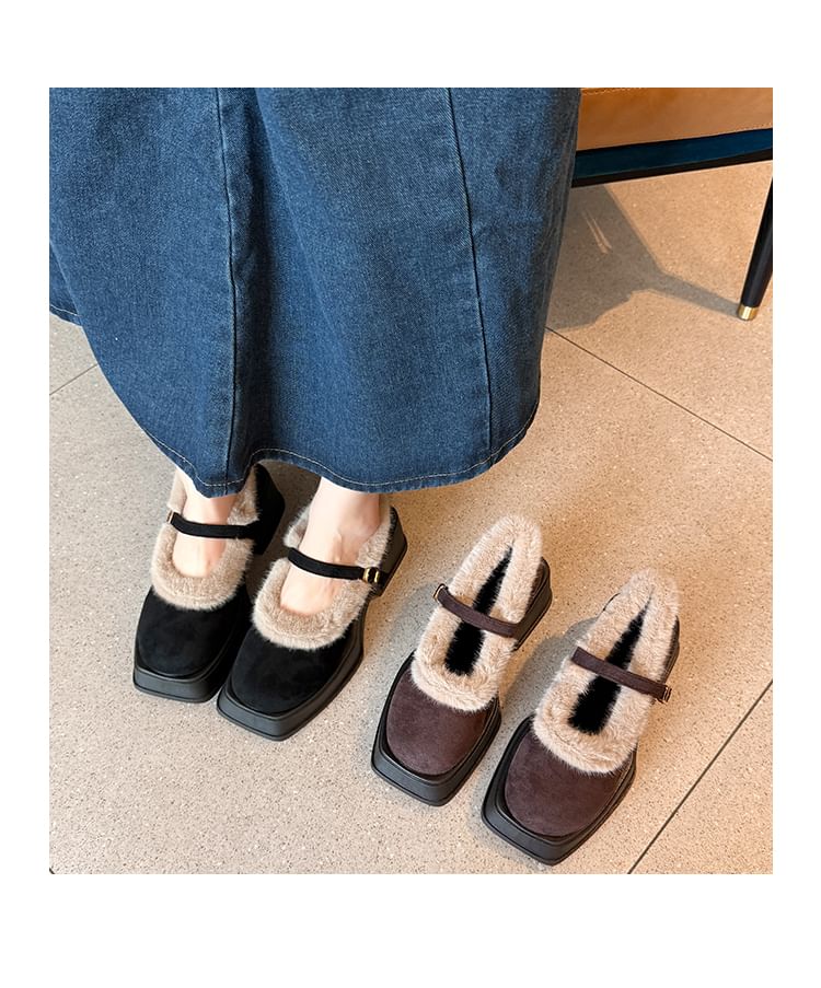 Jane Mary Heel Square-Toe Platform Shoes Chunky