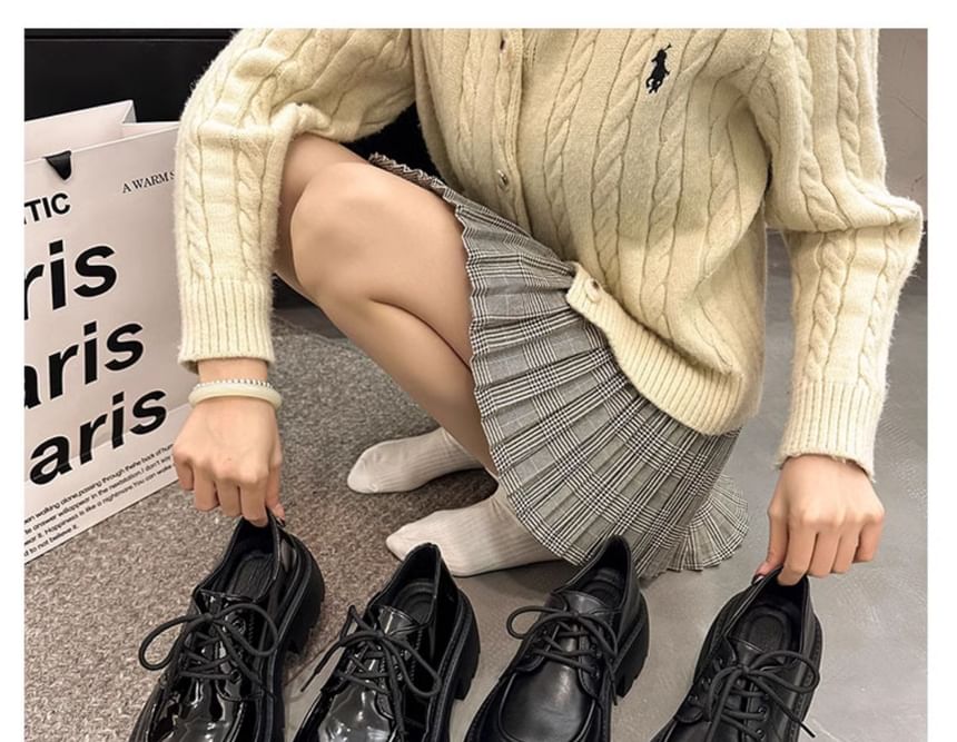 Chunky Shoes Heel Lace-Up Platform