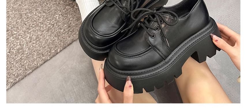 Chunky Shoes Heel Lace-Up Platform