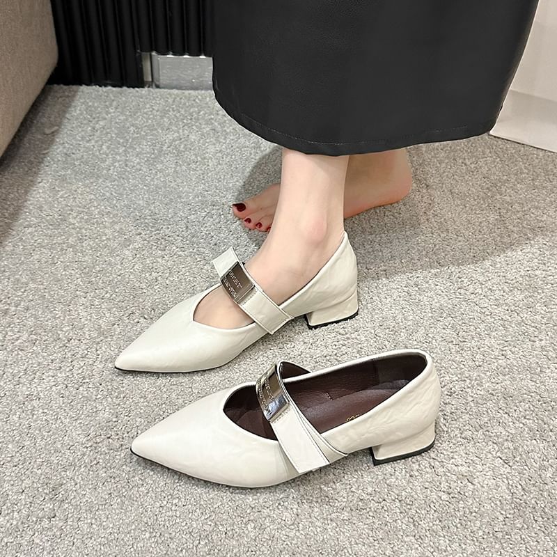 Shoes Heel Buckled Chunky Mary Jane Pointy