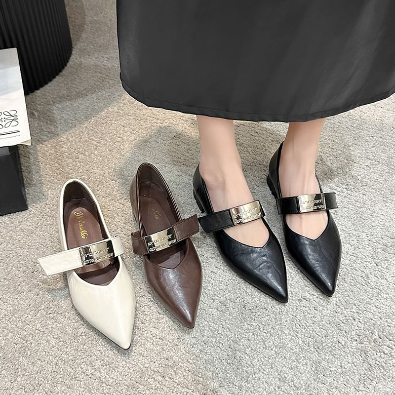 Shoes Heel Buckled Chunky Mary Jane Pointy