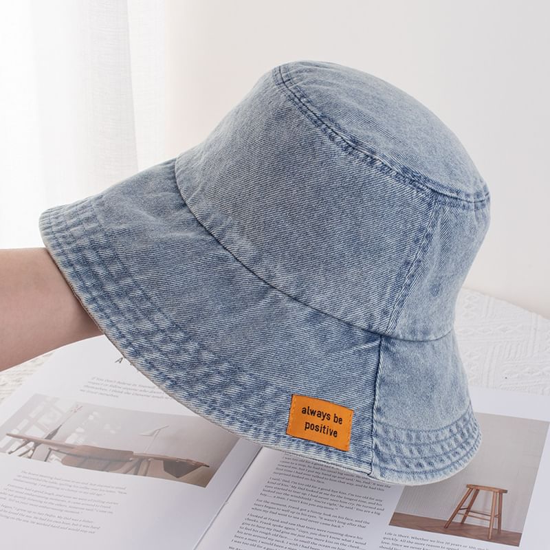 Denim Bucket Applique Hat