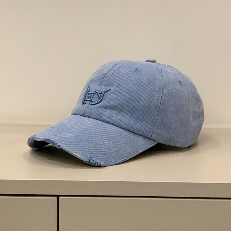 Distressed Letter Embroidered Cap