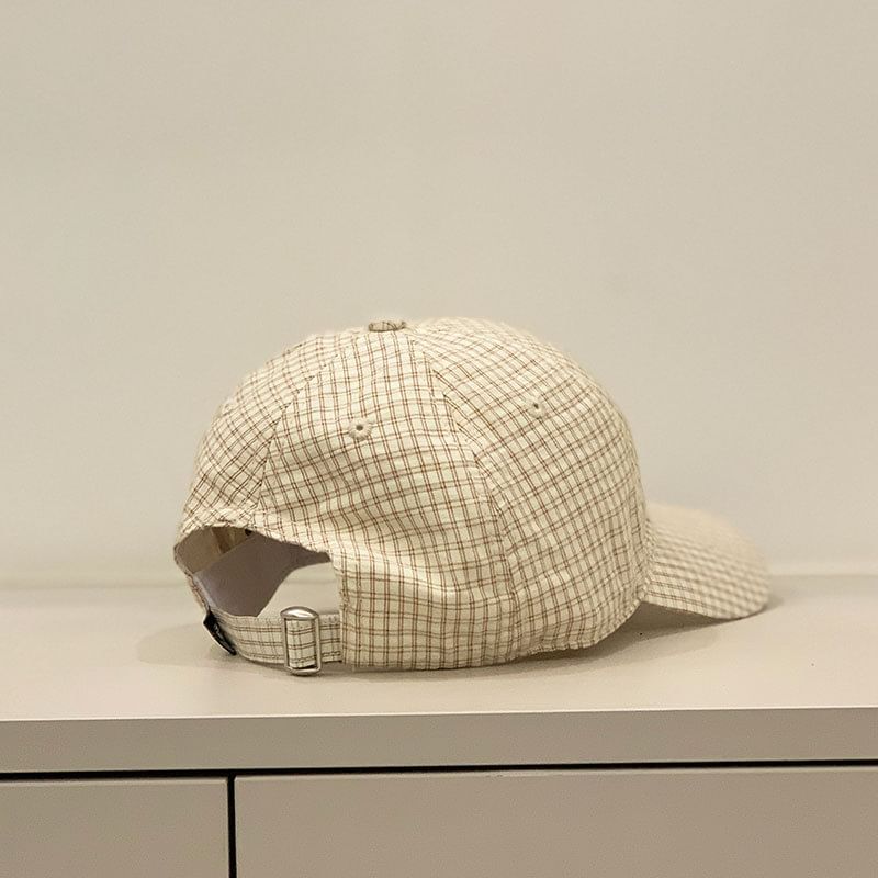 Cap Letter Gingham Embroidered