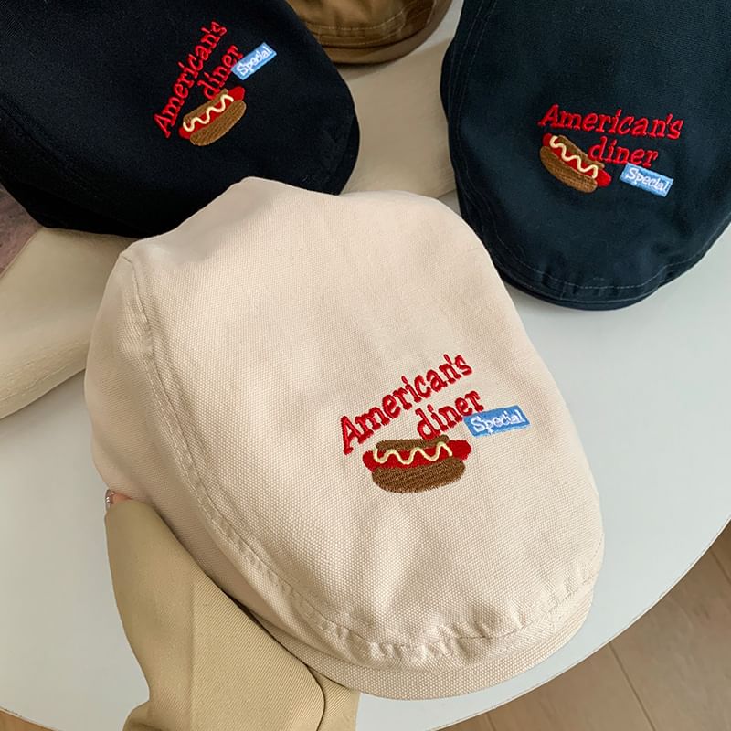 Lettering Embroidered Flat Cap