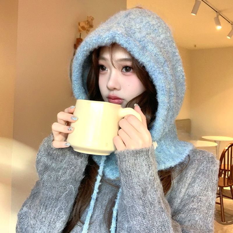 Plain Buttoned Balaclava Knit