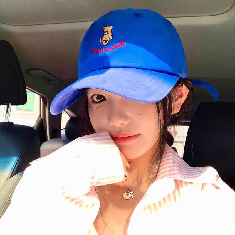 Bear Embroidered Baseball Cap